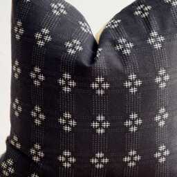 Hmong Hemp Lumbar Pillow Cover Black Stripe, Vintage Tribal Textile - thumbnail 2