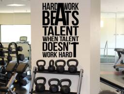 Hard Work Beats Talent Vinyl Decal Sticker Gym Motivation Quote Workout Fitness Sport Home Interior Wall Art 3(Nwg - thumbnail 1