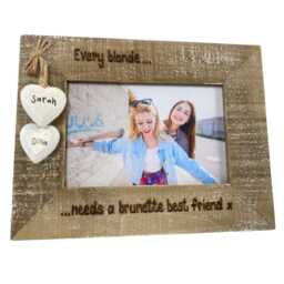 Blonde Brunette Best Friend Photo Frame - Personalised Driftwood Style Holds 6x4 - thumbnail 2