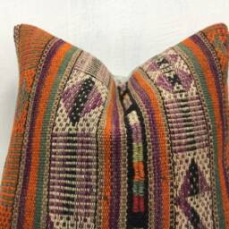 Vintage Kilim Pillow Cover, Bohemian Throw 16x16 - thumbnail 2