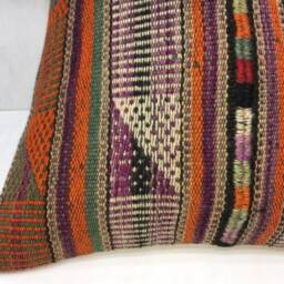 Vintage Kilim Pillow Cover, Bohemian Throw 16x16 - thumbnail 3