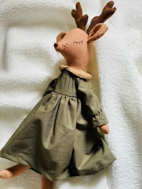 Personalized Linen Reindeer Toy, Handmade Christmas Gift - image 1