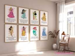 Princess Bible Verse Prints - Set Of 8, Girls Scripture Wall Art, Printed Or Framed - thumbnail 1