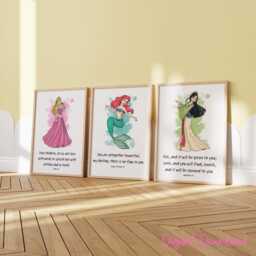 Princess Bible Verse Prints - Set Of 8, Girls Scripture Wall Art, Printed Or Framed - thumbnail 3
