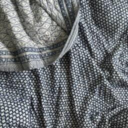 Indigo Hand Block Printed Cotton Quilt Reversible Indian Bedding - thumbnail 4