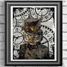 steampunk Collection Print, Mr Fox Print, Owl & Giraffe Dictionary Book Art, Unique Wall Decor, Animal Print - thumbnail 3