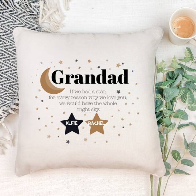 Personalised Grandad Cushion With Grandchildren Names/Little Stars Christmas Father's Day Birthday Gift For Grandpa New Granda Present - image 1