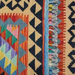 Multicolour Rug, Handmade Artisan Afghan Turkish Scandinavian Navajo Bohemian Flatweave Wool Kilim 159x99 cm - thumbnail 3
