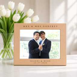 Personalised Mr & Wedding Frame, Custom Gay Gift, Same Sex Photo Groom Keepsake - thumbnail 2