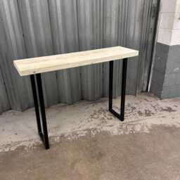 Chunky Solid Timber Breakfast Bar, Industrial Black Steel Frame Console Table Handmade in The UK - thumbnail 4