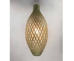 "Handwoven Bamboo Pendant Light Eco-Friendly Ceiling Lamp - 13.7""x31.4"