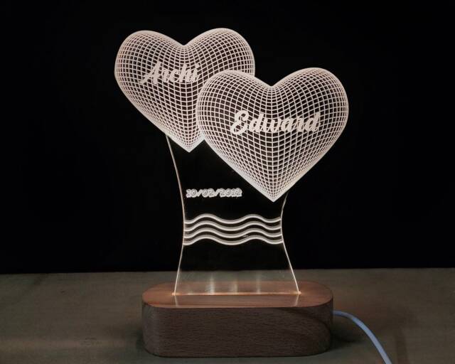 Personalized Photo Lamp Custom Acrylic Table Lamp With Wood Base - image 1