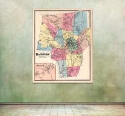 Antique Map Print Danbury, Connecticut - Vintage Wall Art - thumbnail 1