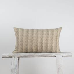 Woven Lumbar Pillow Cover, Brown Striped Kilim Style, Bamboo Reverse
