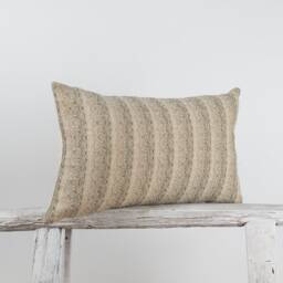 Woven Lumbar Pillow Cover, Brown Striped Kilim Style, Bamboo Reverse - thumbnail 2