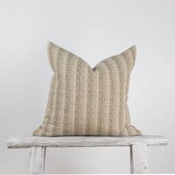 Woven Lumbar Pillow Cover, Brown Striped Kilim Style, Bamboo Reverse - thumbnail 3