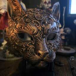 Gothic Cat Mask Masquerade Display Ornament Kitty Feline - thumbnail 2