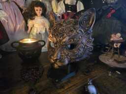Gothic Cat Mask Masquerade Display Ornament Kitty Feline - thumbnail 1