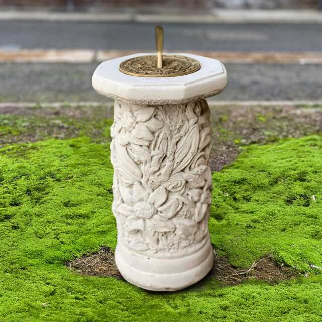 Stone Sundial Pedestal Concrete Solar Clock Sculpture Handmade Cement Plinth Figure Outdoor Garden Ornament Vintage Column Statue Yard Gift - image 1
