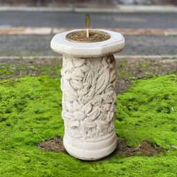 Stone Sundial Pedestal Concrete Solar Clock Sculpture Handmade Cement Plinth Figure Outdoor Garden Ornament Vintage Column Statue Yard Gift - thumbnail 1