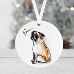 Personalised Dog Christmas Bauble - Pug Gift Ceramic Pet Ornament Secret Santa - thumbnail 3