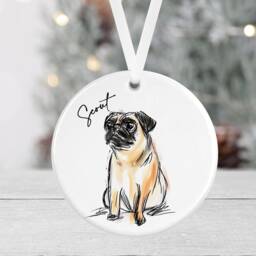 Personalised Dog Christmas Bauble - Pug Gift Ceramic Pet Ornament Secret Santa - thumbnail 2