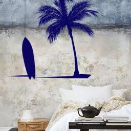 Wall Vinyl Decal Beach Surfing Sandy & Palms Vacation House Ocean Nautical Decor - #1063Dz - thumbnail 2