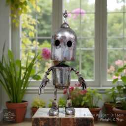 Large Reclaimed Metal Indoor Standing H 44cm Roby Robot Rusty Garden Sculpture