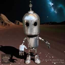 Large Reclaimed Metal Indoor Standing H 44cm Roby Robot Rusty Garden Sculpture - thumbnail 2