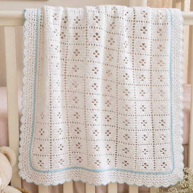 Handmade Crochet Baby Blanket - Cream Vintage Style Newborn Gift Soft Heirloom Pram - image 1