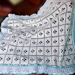 Handmade Crochet Baby Blanket - Cream Vintage Style Newborn Gift Soft Heirloom Pram - thumbnail 2