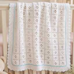 Handmade Crochet Baby Blanket - Cream Vintage Style Newborn Gift Soft Heirloom Pram - thumbnail 1