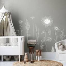 Large White Flower Meadow Wall Stickers For Floral Nursery Decor - Easy Peel & Stick Decals By Dizzy Duck - thumbnail 1