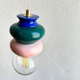 Pendant Colourful Lamp, Handmade Ceramic Light Fixture Design, Ceiling Lampshade, Clay Lighting - thumbnail 3