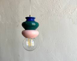 Pendant Colourful Lamp, Handmade Ceramic Light Fixture Design, Ceiling Lampshade, Clay Lighting