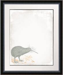 "Crested Woodcut Bird Series Brown On Linen Large 16"" X 20" - thumbnail 3