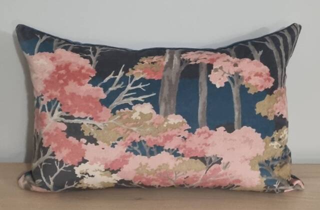 Linwood Omega Prints Arboreal Cerise & Velvet Cushion Cover 35x55 cm - image 1