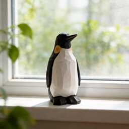 Hand-Carved Wooden Penguin Figurine - Geometric Minimalist Bird Decor Rustic Nursery Art Unique Gift For Animal Lovers & Watchers