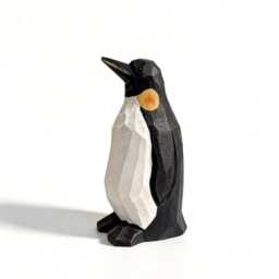 Hand-Carved Wooden Penguin Figurine - Geometric Minimalist Bird Decor Rustic Nursery Art Unique Gift For Animal Lovers & Watchers - thumbnail 2