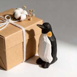 Hand-Carved Wooden Penguin Figurine - Geometric Minimalist Bird Decor Rustic Nursery Art Unique Gift For Animal Lovers & Watchers - thumbnail 4