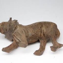 Set Of 2 Hand Carved Animals Lion Deiron Wood Figurines. African Hardwood Walking Male Sculptures. Unique Handmade Gifts From Africa - thumbnail 3
