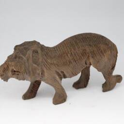 Set Of 2 Hand Carved Animals Lion Deiron Wood Figurines. African Hardwood Walking Male Sculptures. Unique Handmade Gifts From Africa - thumbnail 2