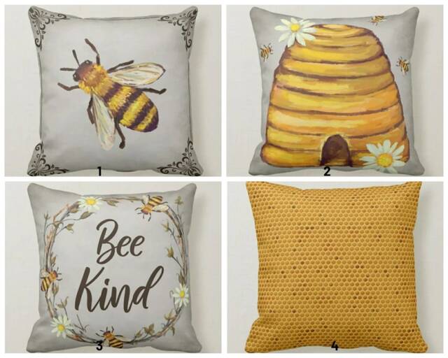 Cute Bee Cushion Cover/Queen Pillow Case/Yellow Black Digital Printing/Beehive Honey Cover/Garden & Home Textile - image 1