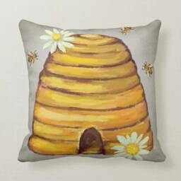 Cute Bee Cushion Cover/Queen Pillow Case/Yellow Black Digital Printing/Beehive Honey Cover/Garden & Home Textile - thumbnail 3