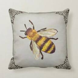 Cute Bee Cushion Cover/Queen Pillow Case/Yellow Black Digital Printing/Beehive Honey Cover/Garden & Home Textile - thumbnail 2