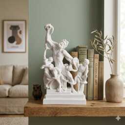 Laocoon & His Sons Statue, Museum Replica Sculpture, Ancient Greek Roman Art, Trojan War Mythology Figurine, Shelf Decor Gift 11In - 28 cm - thumbnail 1