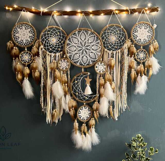 Dreamcatcher Moon & Stars Hanging Over The Bed, Large Dream Catcher, Catcher Wall Hanging, Giant Catcher - image 1