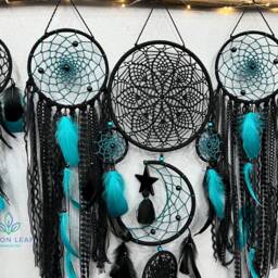 Dreamcatcher Moon & Stars Hanging Over The Bed, Large Dream Catcher, Catcher Wall Hanging, Giant Catcher - thumbnail 3
