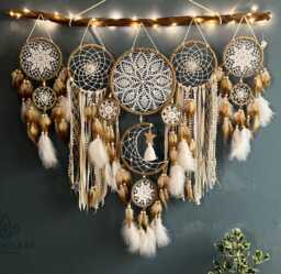 Dreamcatcher Moon & Stars Hanging Over The Bed, Large Dream Catcher, Catcher Wall Hanging, Giant Catcher - thumbnail 1