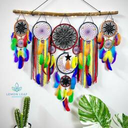 Dreamcatcher Moon & Stars Hanging Over The Bed, Large Dream Catcher, Catcher Wall Hanging, Giant Catcher - thumbnail 4